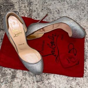 Christian Louboutin Silver Helmour 100 Pumps - Size 39